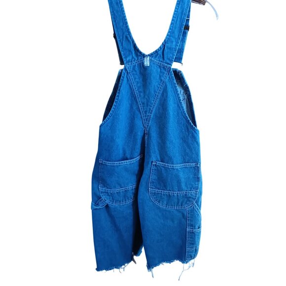 Vintage Key Denim Short Overalls 32W Made In Mexico 100% Distressed Fray Farm - Picture 3 of 4